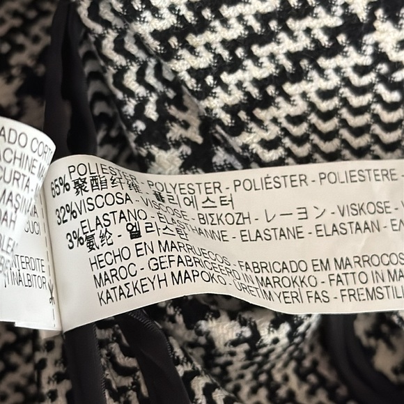 ZARA Houndstooth Black White One Button‎ Blazer Oversized Relaxed Fit Size S - Picture 6 of 9